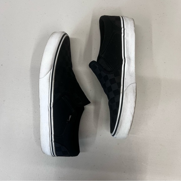 Vans Black Checkerboard Slip On Sneakers Size 7.5 - Picture 7 of 8